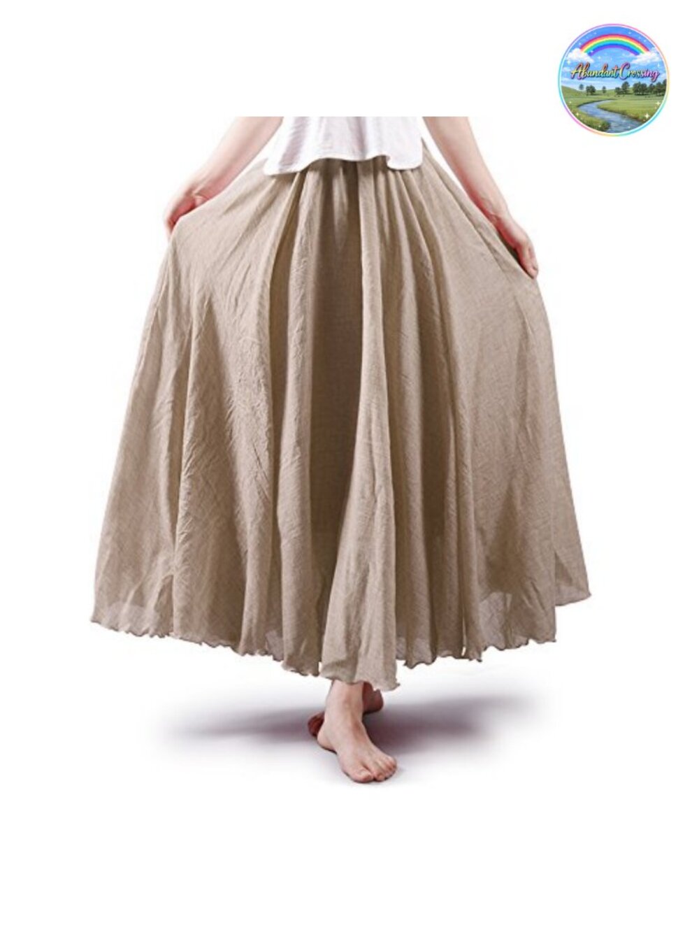 Boho Cotton Maxi Skirt Flowy A-Line Long Pullover Beach Coverup